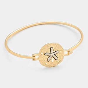 Sand Dollar Bracelet GOLD Bangle w Clasp Sea Life Beach Starfish J…